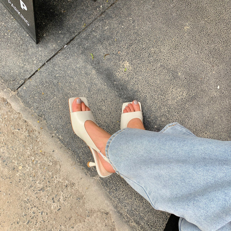 Karin Luna Classic Style Square Toe Open Toe French Retro Sandals