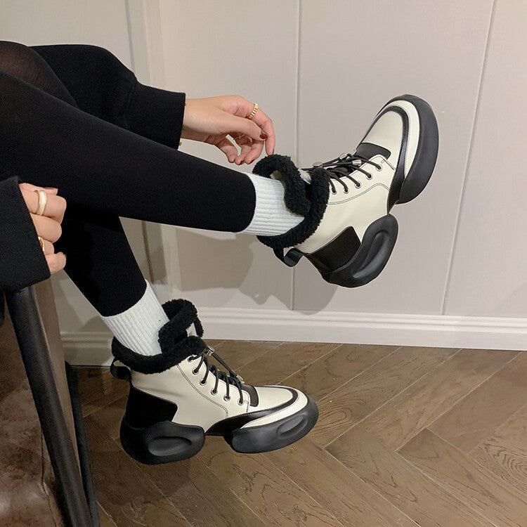 Karin Luna In Stock  Spot Goods  Hot-selling Sports Thick Sole Thickened Fur Snow Boots Full cowhide