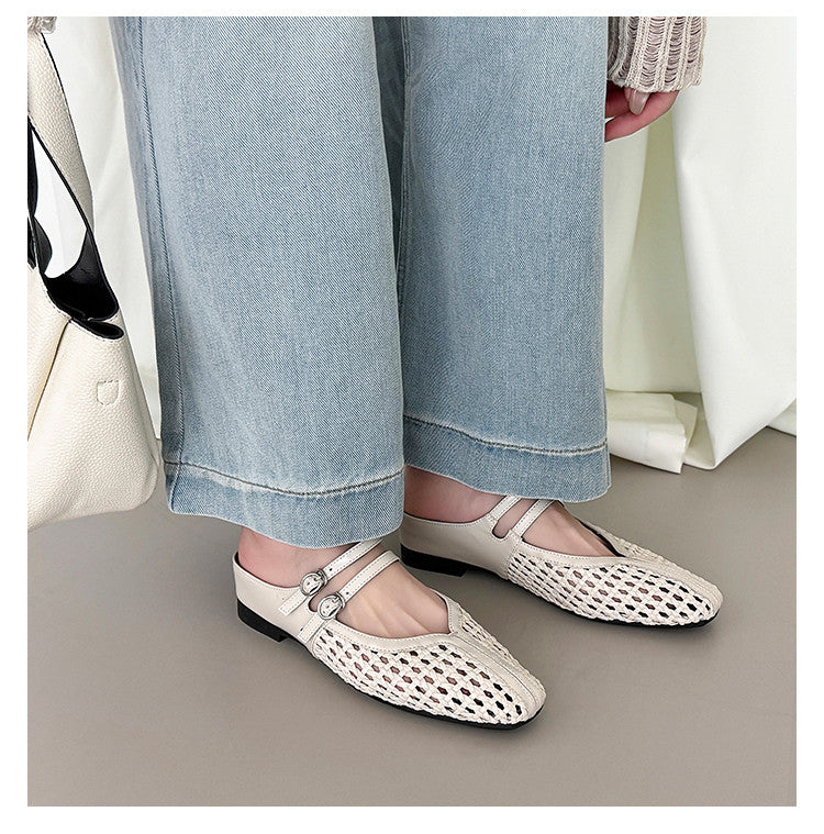 Karin Luna In Stock Spot Goods Hollow Woven One-Strap Closed-Toe Slippers