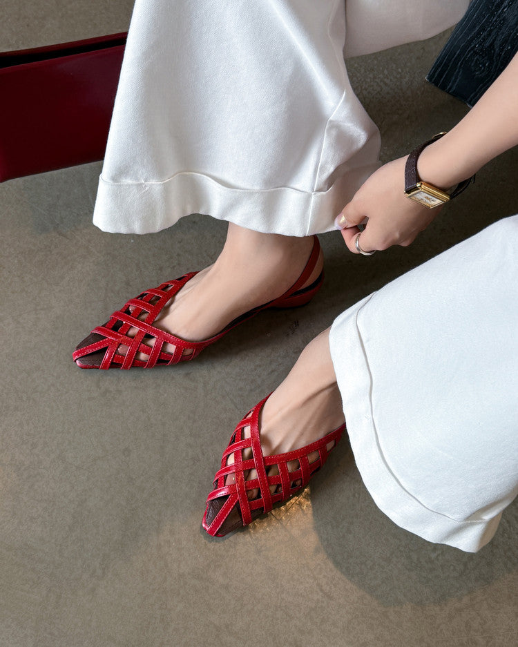 Karin Luna Braided Style ~Cross-woven Pointed Toe Closed-toe Sandals