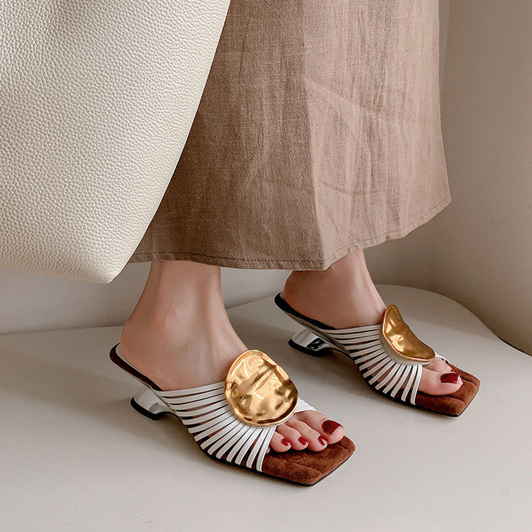 Karin Luna Bestseller Popular New Image  Comes with data plan included Resort Style Irregular Heel Thin Strap Slippers