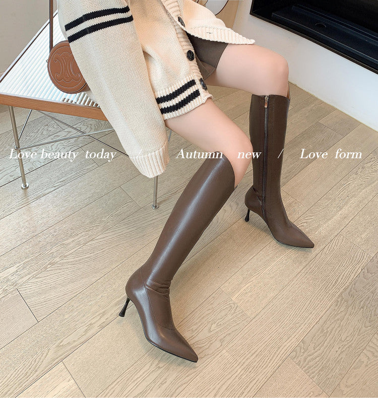 Karin Luna Elegant Style v Pointed Toe Stiletto Long Boots
