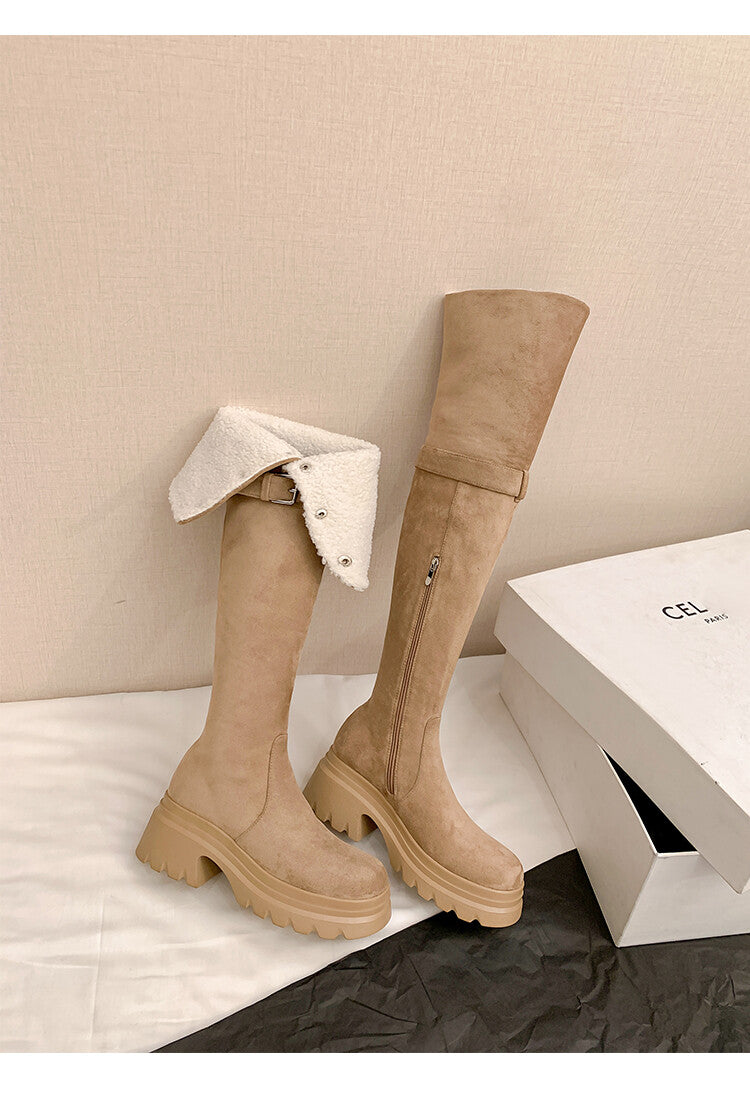 Karin Luna has prepared stock  Main Push Main Push  Hot-selling Large Sole Self-flowing Foldable Round Toe Over-the-Knee Boots