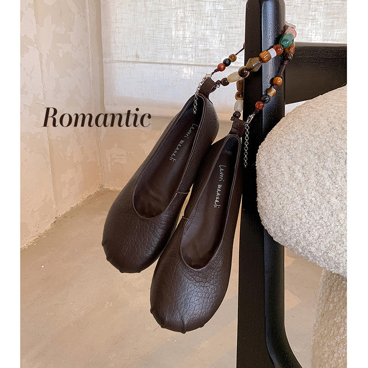 Karin Luna Full Layer Inside and Out~Elephant Pattern Round Toe Hidden Wedge Granny Shoes