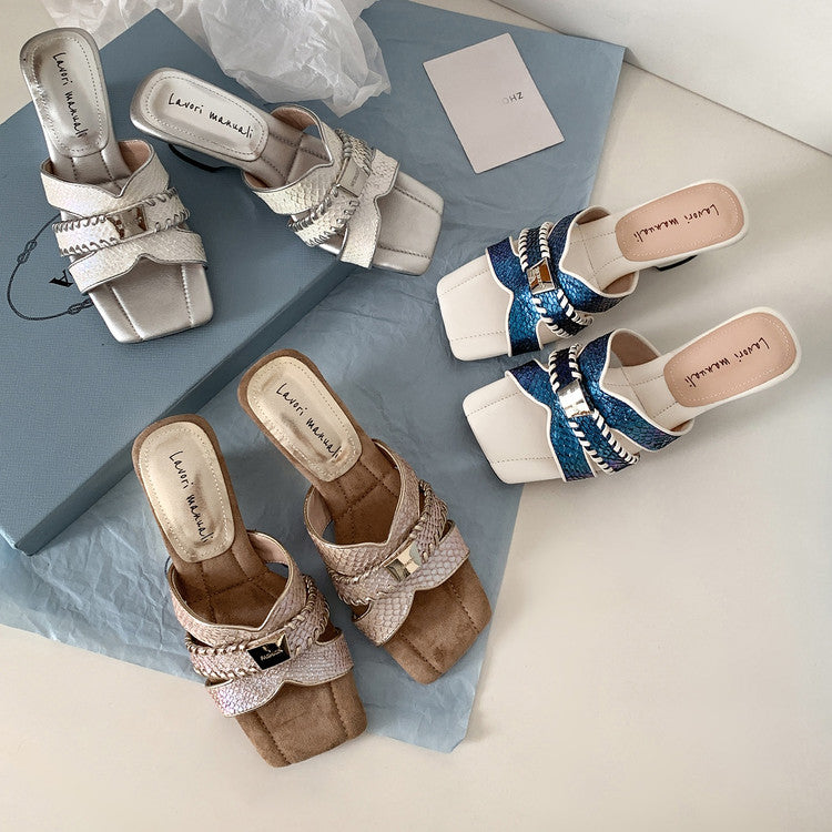 Karin Luna Fish Skin Series~ Hot-selling Square-Toe Slippers with Built-in Traffic