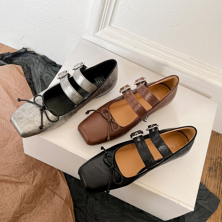 Karin Luna Future Sense silver~Spot Goods Spot Goods Hot-selling Bowknot Retro Belt Buckle Ballet Mary Jane Shoes