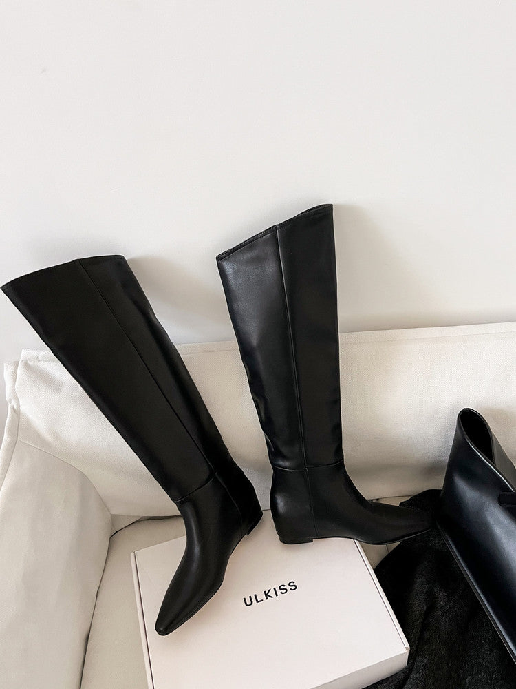 Karin Luna Elegant Style Slanted Inner Height-Increasing Long Boots