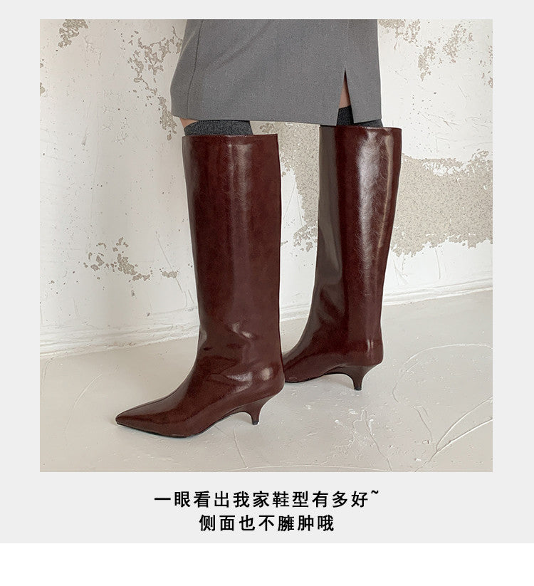 Karin Luna In Stock In Stock    Stunning Elegant Style Kitten Heel Straight Long Boots