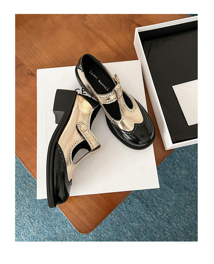 Karin Luna In Stock Spot Goods  Color Matching t Round Toe British Style Single Shoes