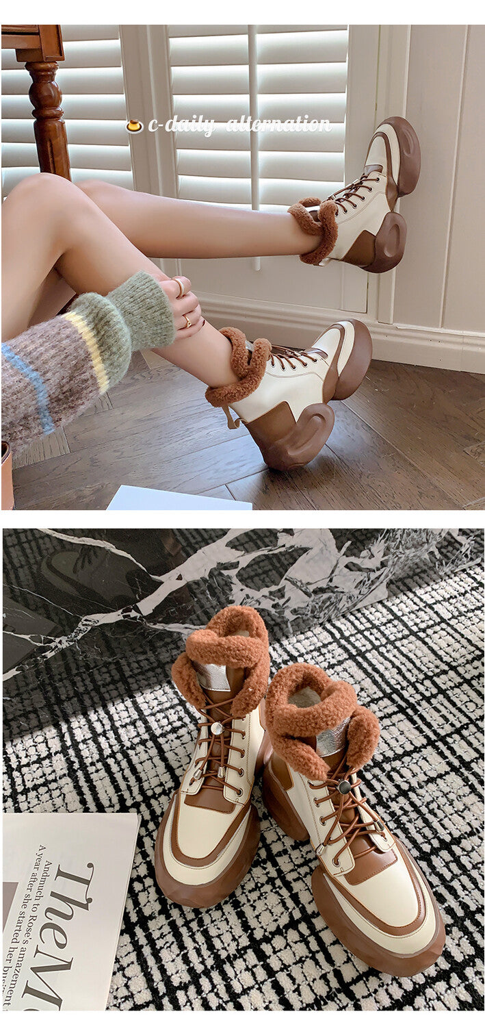 Karin Luna In Stock  Spot Goods  Hot-selling Sports Thick Sole Thickened Fur Snow Boots Full cowhide