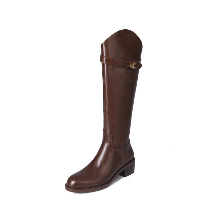 Karin Luna In Stock Classic Style Now Round Toe Flat Bottom Casual Slimming Knight Boots