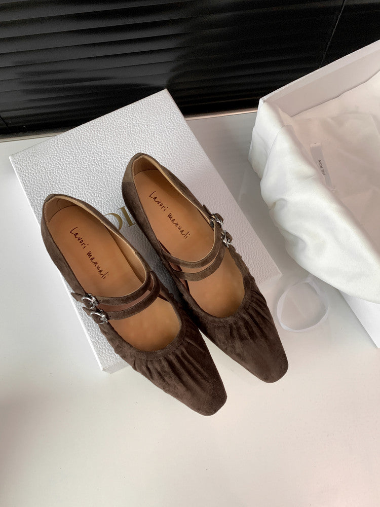 Karin Luna Full Leather Inside and Out Popular Element Amber Heel Elegant French Style Single Shoes