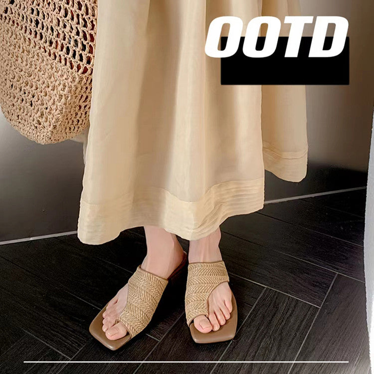 Karin Luna Bestseller  Popular  Data Hot-Selling Toe-Clip Straw Vacation Style Slippers