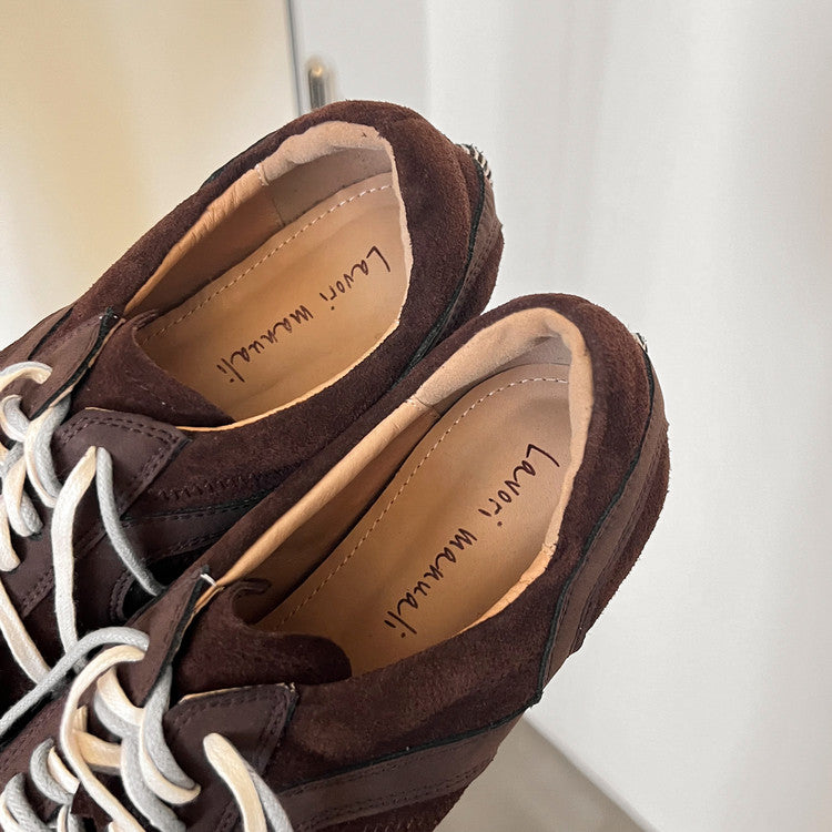Karin Luna In Stock Spot Goods Casual Style Suede Lace-Up Height-Increasing Popular Single Shoes