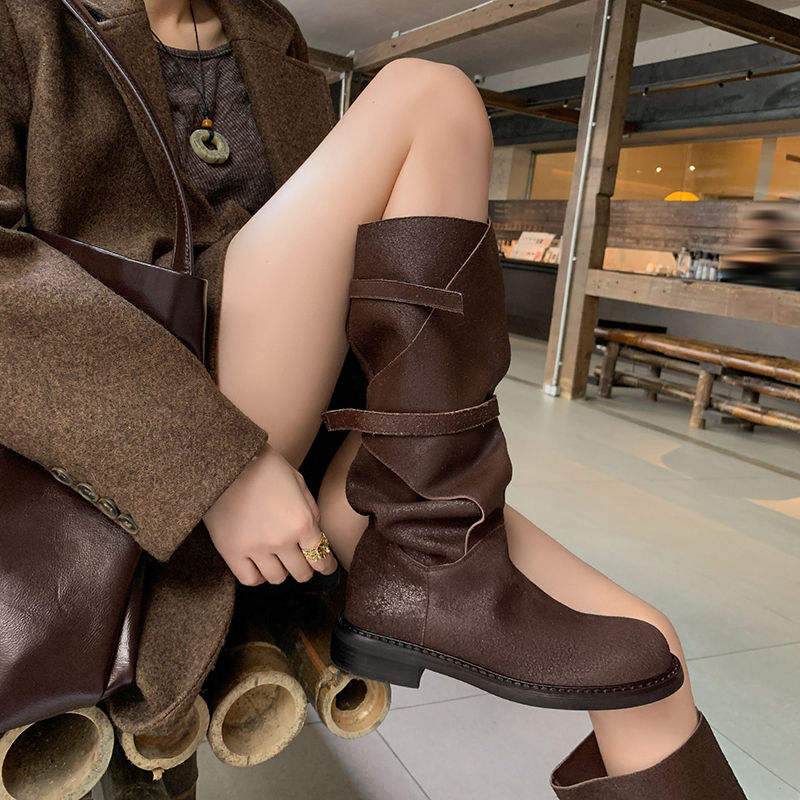Karin Luna In Stock Spot Goods   Heavy-duty Edition Highly Consuming Material Round Toe Long Boots