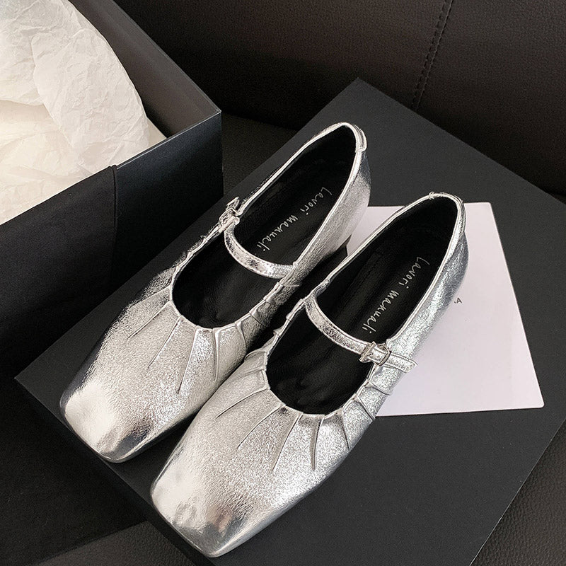 Karin Luna In Stock Spot Goods  Vintage Wrinkled One-Strap Granny Flats