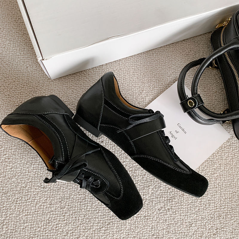 Karin Luna In Stock Spot Goods  Designed retro square-toe ballet shoes with laces
