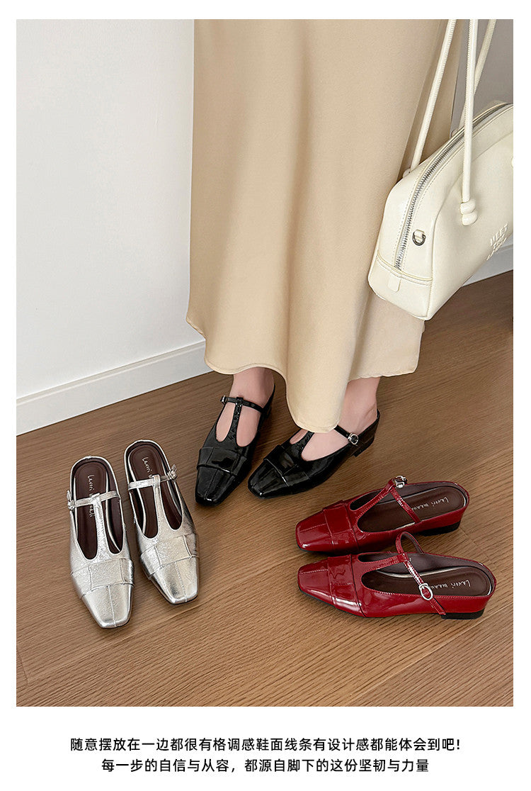 Karin Luna In Stock Spot Goods  t Square-Toed Full Leather Basic Slippers