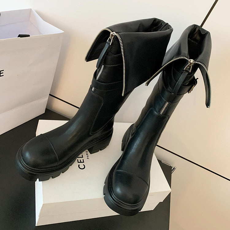 Karin Luna In Stock In-stock Foldable Niche Thick-soled Knight Boots