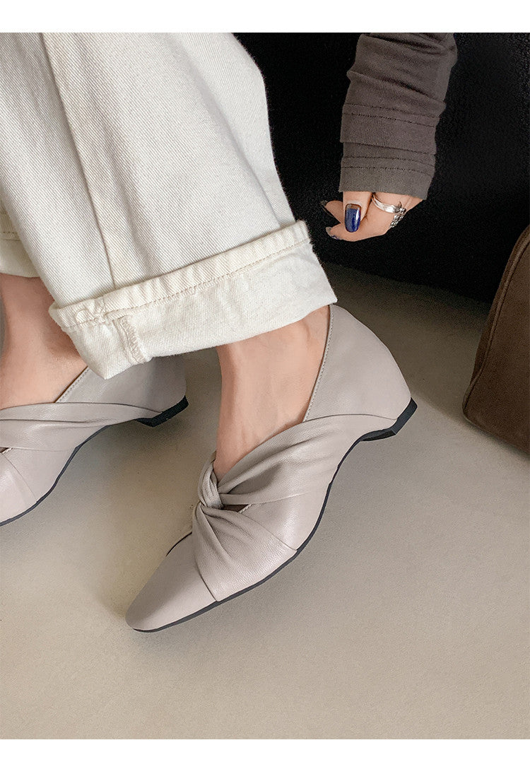 Karin Luna Cross Design Square Toe Hidden Wedge Shoes