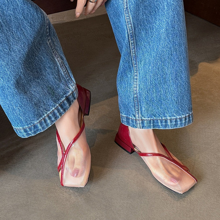 Karin Luna In Stock Spot Goods  Square Toe Mesh Sandals