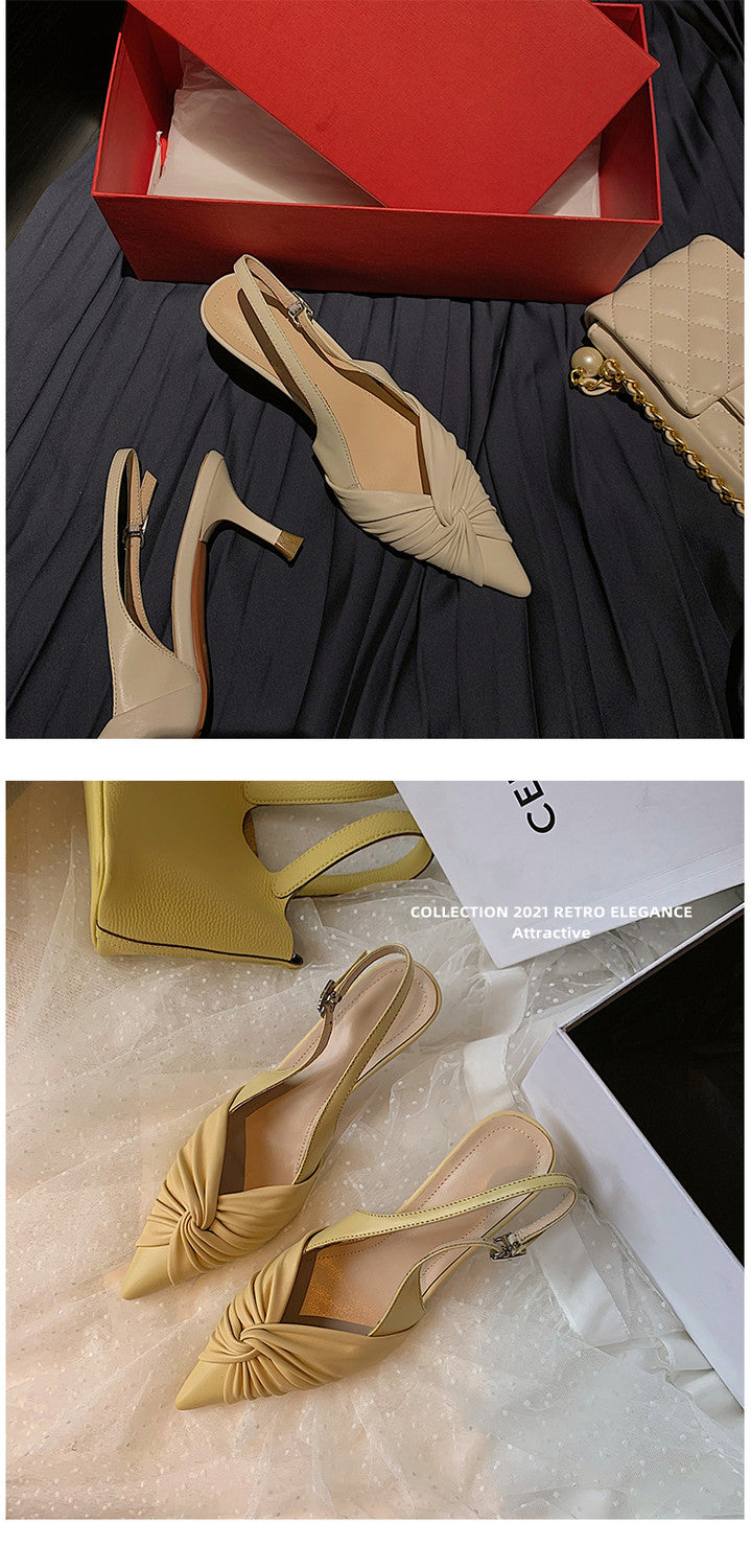 Karin Luna In Stock In Stock  Exquisite Pointed Toe Backless Closed-Toe Stiletto Sandals