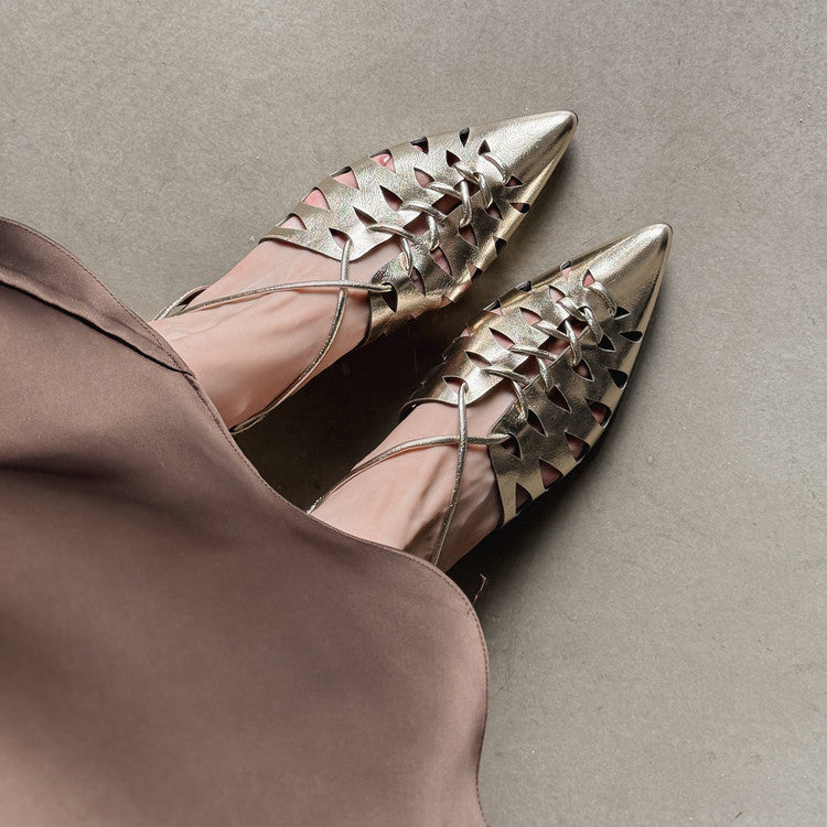 Karin Luna Braided Style ~Cross-woven Pointed Toe Closed-toe Sandals
