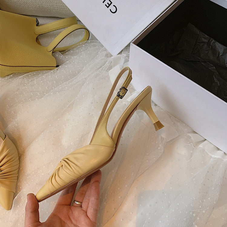 Karin Luna In Stock In Stock  Exquisite Pointed Toe Backless Closed-Toe Stiletto Sandals