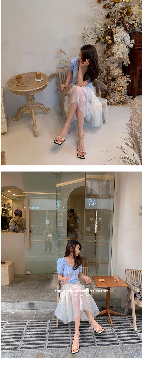 Karin Luna Classic Style  In stock  Basic Versatile Cross Strap High Heel Sandals