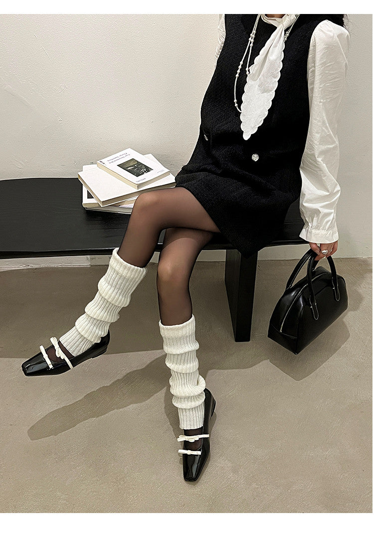 Karin Luna In Stock Spot Goods  Hot-Selling Element Bowknot Square-Toe Color-Block Height-Increasing Flats