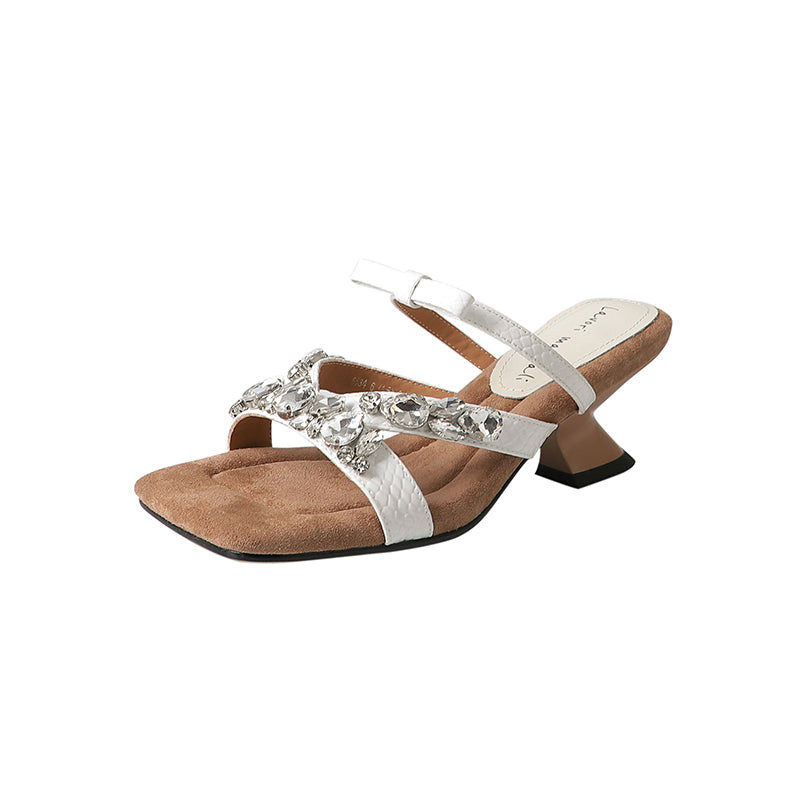 Karin Luna In Stock In Stock  Square Toe Rhinestone Bow Suede Slippers