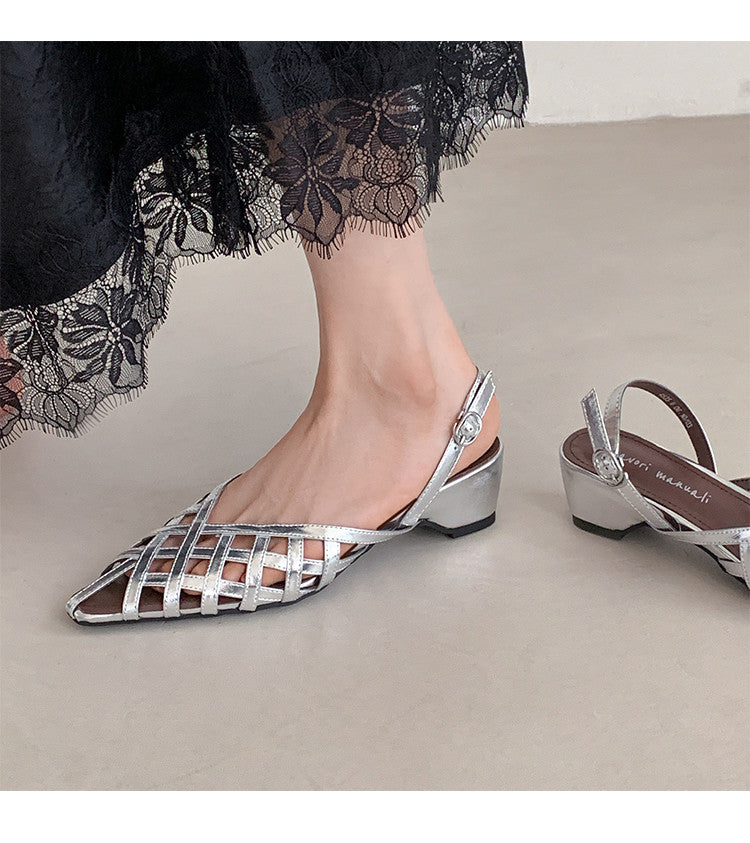 Karin Luna Braided Style ~Cross-woven Pointed Toe Closed-toe Sandals