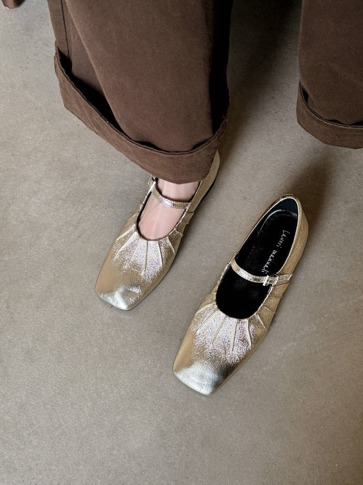 Karin Luna In Stock Spot Goods  Vintage Wrinkled One-Strap Granny Flats