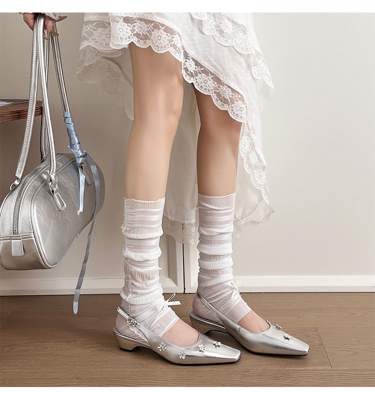Karin Luna In Stock  Spot Goods  Rhinestone Small Square Toe Closed-Toe Sandals