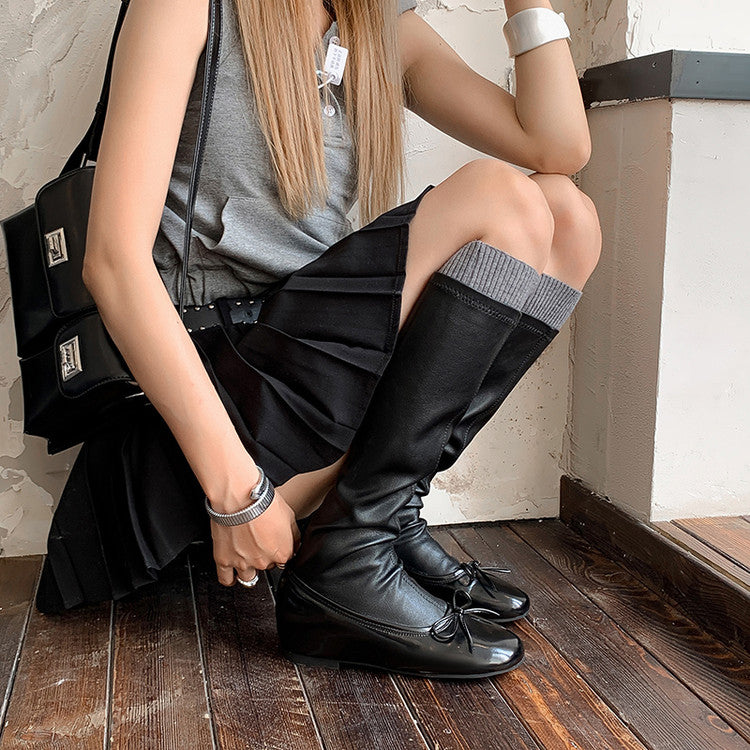 Karin Luna In Stock Spot Goods  Butterfly Knot Round Toe Hidden Heel Boots