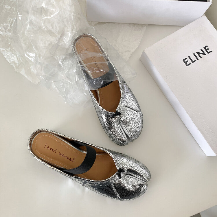 Karin Luna Classic Split-Toe Shoes  Explosive Pattern One-Strap Mary Jane Height-Increasing Full Leather Closed-Toe Slippers