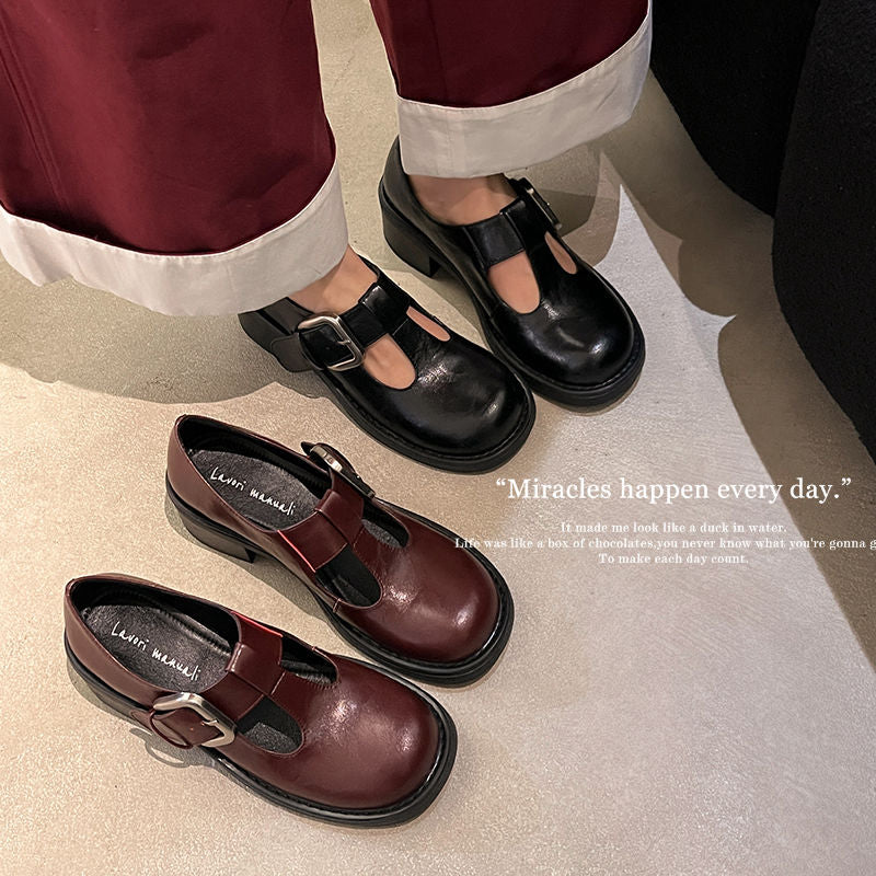 Karin Luna In Stock Spot Goods round Head t Round Toe British Style Single Shoes