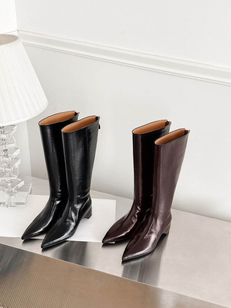 Karin Luna Elegant Style Pointed Toe Internal Height Increase Long Boots