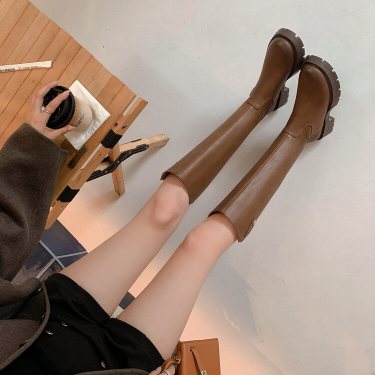 Karin Luna Hot-Selling In Stock   Basic Casual Hot-Selling Round-Toe Long Boots Full Cowhide Leather Long Boots Flat Bottom Hot Sale
