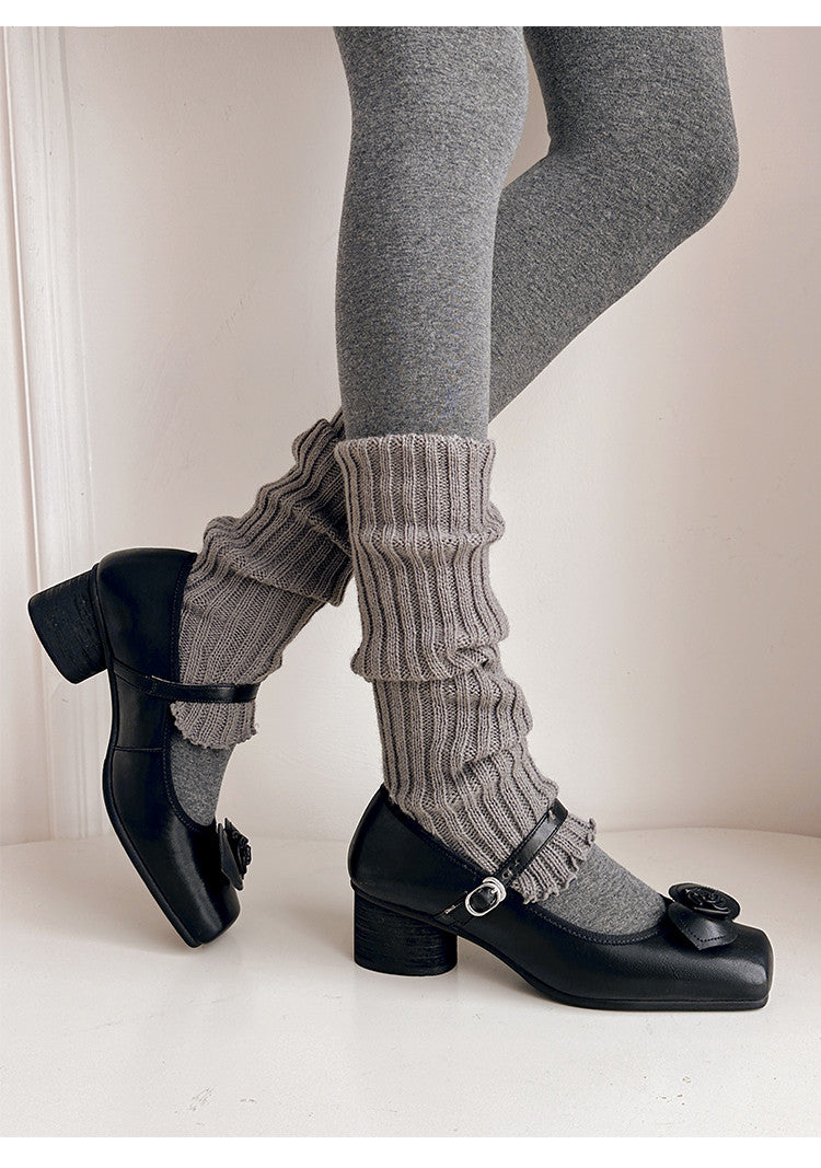 Karin Luna In Stock Spot Goods  Vintage Three-Dimensional Camellia Square-Toed Mary Jane Shoes