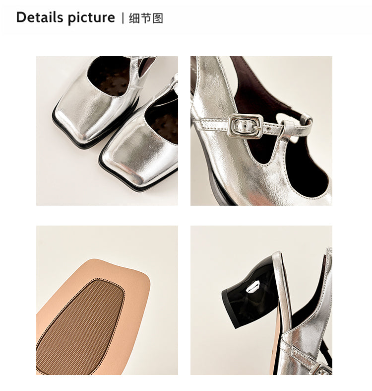 Karin Luna In Stock In Stock  Unique European and American Style Square-Toed Chunky Heel Closed-Toe Sandals