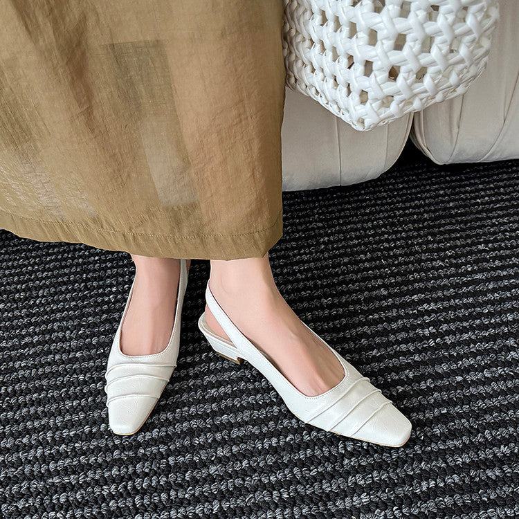 Karin Luna French Retro Square Toe Wrinkled Closed-Toe Sandals