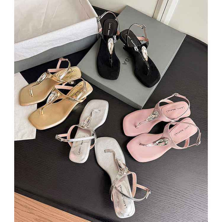 Karin Luna Bestseller Element Square Toe Irregular Heel Super Stable Toe Clip Sandals