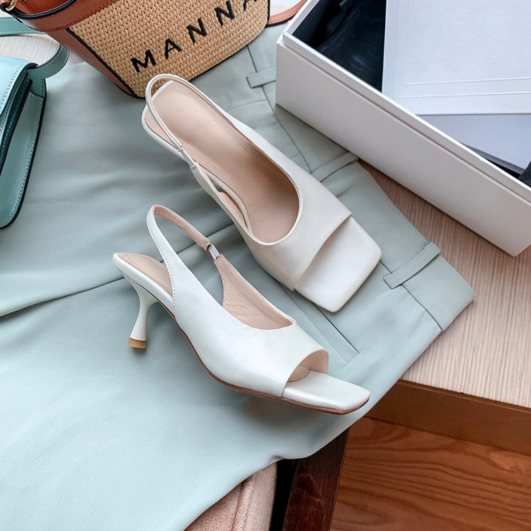 Karin Luna Classic Style Square Toe Open Toe French Retro Sandals