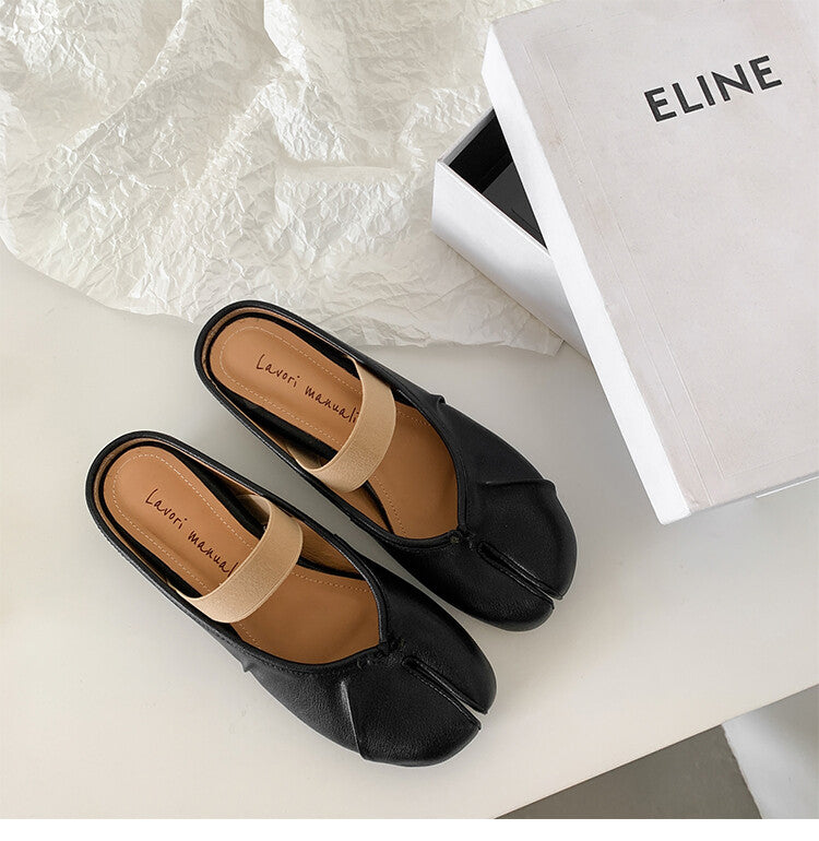 Karin Luna Classic Split-Toe Shoes  Explosive Pattern One-Strap Mary Jane Height-Increasing Full Leather Closed-Toe Slippers