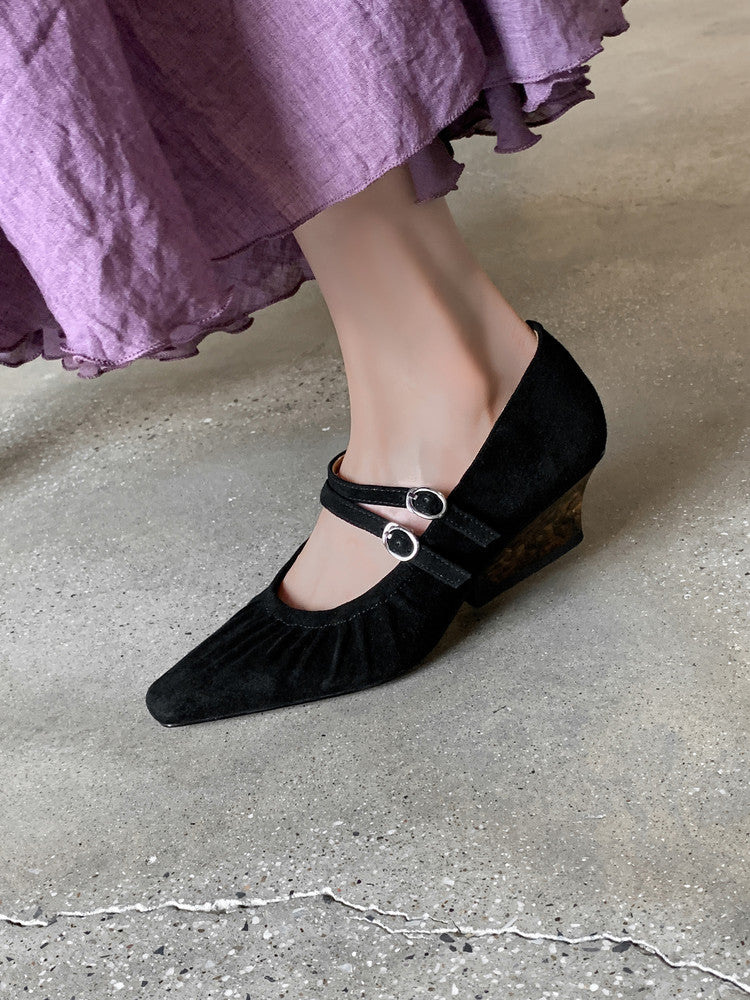 Karin Luna Full Leather Inside and Out Popular Element Amber Heel Elegant French Style Single Shoes