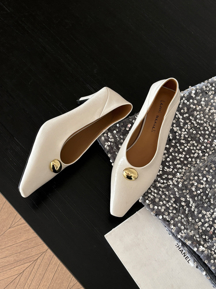 Karin Luna In Stock In Stock ~Basic Versatile French Style Small Square Toe Shallow Mouth Single Shoes