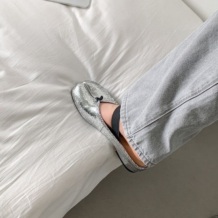 Karin Luna Classic Split-Toe Shoes  Explosive Pattern One-Strap Mary Jane Height-Increasing Full Leather Closed-Toe Slippers