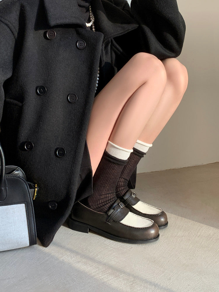 Karin Luna Casual Shoes Series~  In stock Classic color-blocking British style deep-mouth single shoes