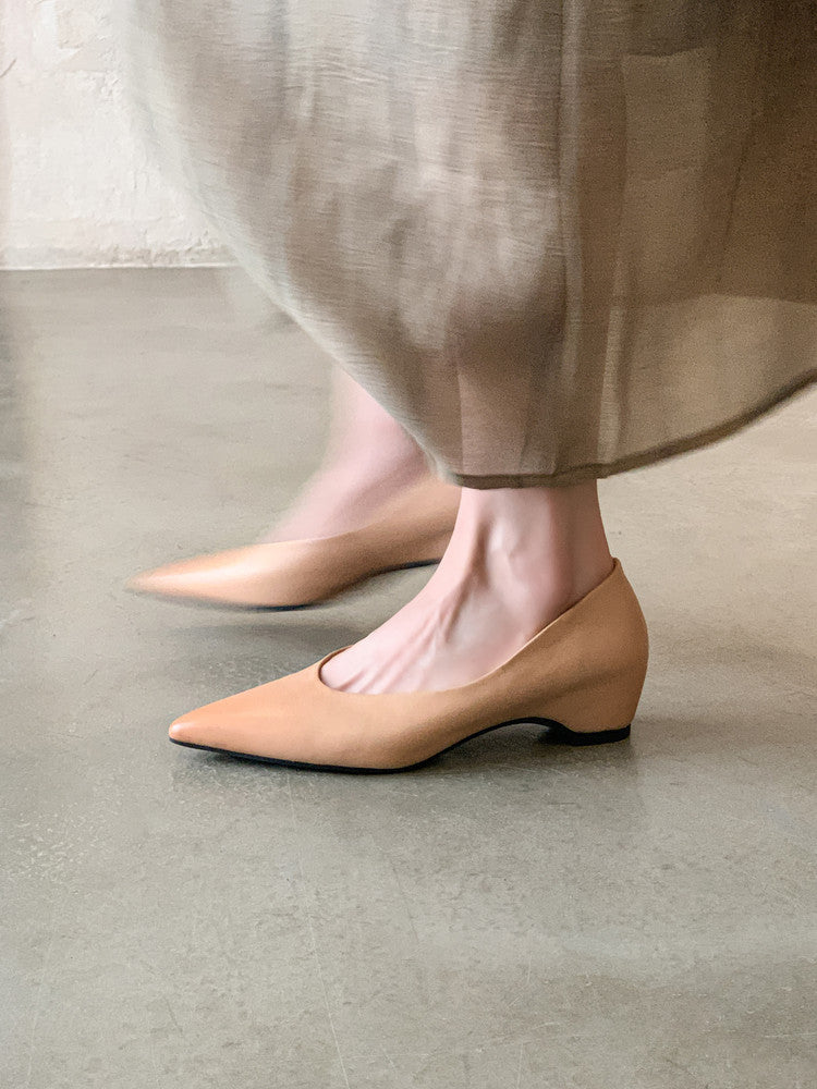 Karin Luna Full Layer Inside and Out~Basic Versatile Retro French Pointed Toe Irregular Heel Single Shoes